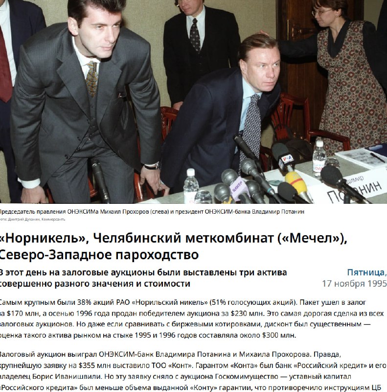 Прошло 30 лет после залоговых аукционов